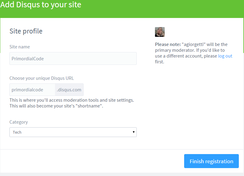 Disqus settings